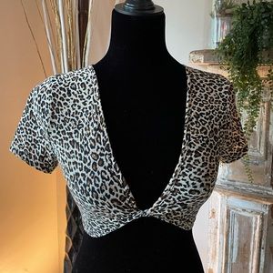 SHEIN Leopard Twist front Crop Top Size XS